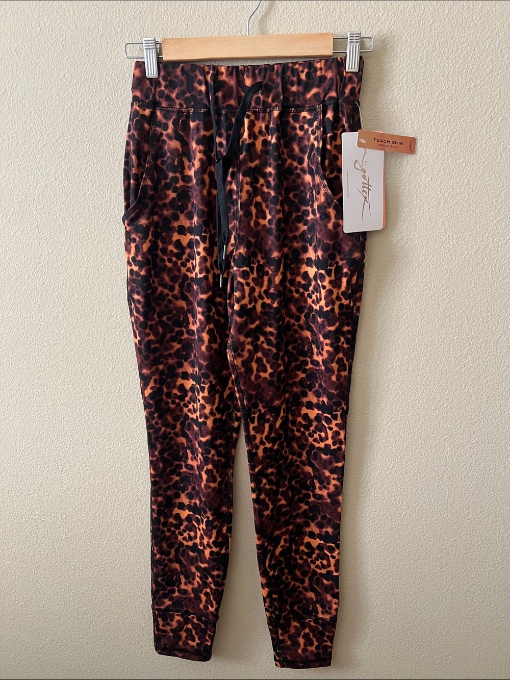 Gottex Leopard Print Track Pants in Black and Brown